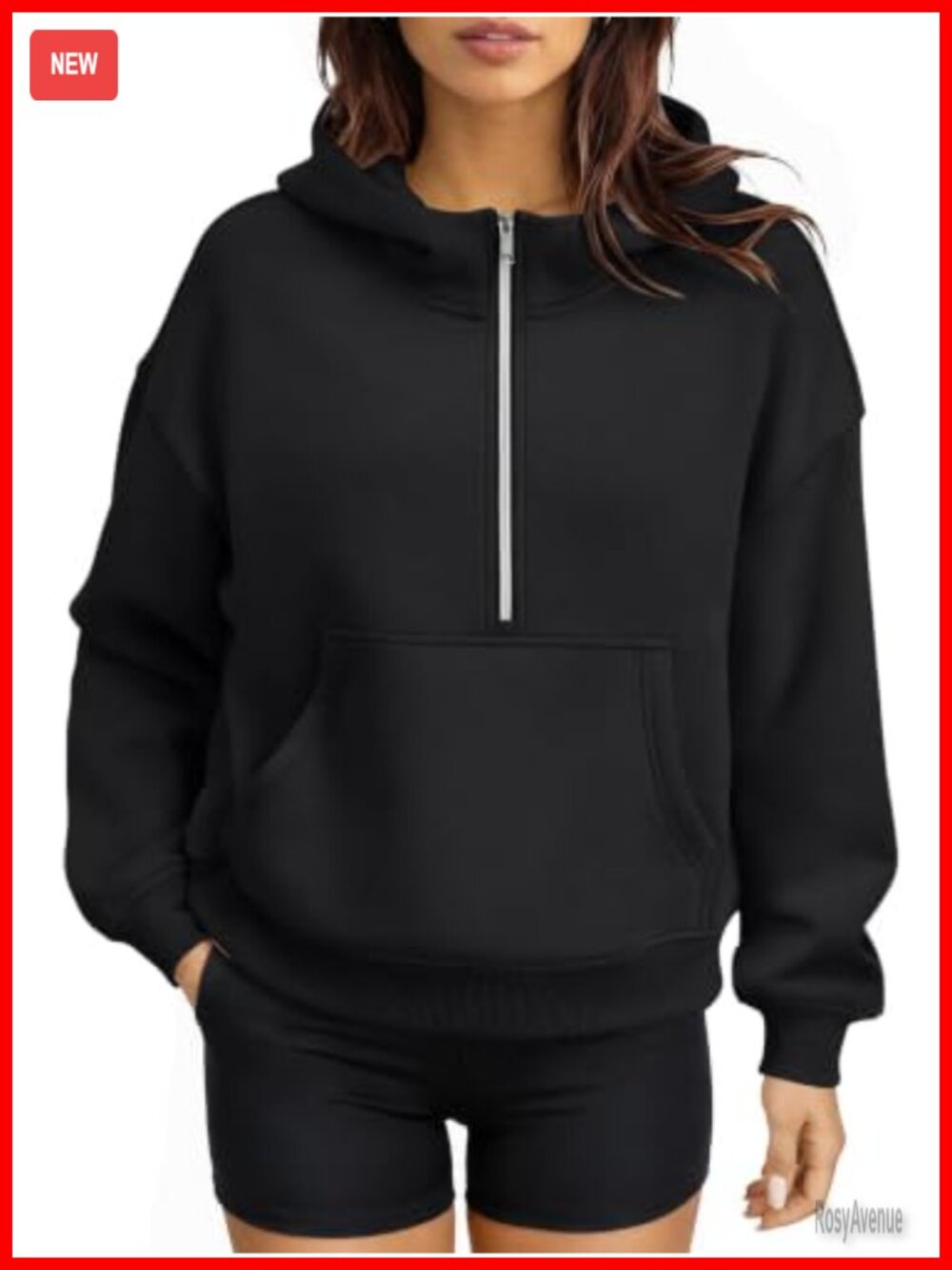 Half Zip Fleece Hoodie Pullover Sweatshirt Kangaroo Pocket